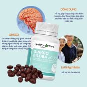 Bổ Não Healthy Care Ginkgo Biloba Úc 2000 Tăng Cường Cải Thiện Trí Nhớ 100 viên-2