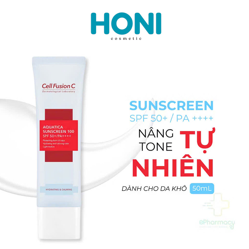 Kem Chống Nắng Cell Fusion C Sunscreen 100 SPF50+ PA+++ Aquatica Da Khô 50ml - CN115