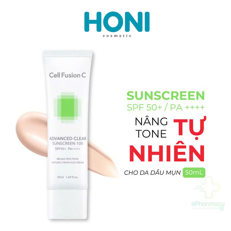 Kem Chống Nắng Cell Fusion C Sunscreen 100 SPF50+ PA+++ Clear Da Dầu Mụn 50Ml - CN112