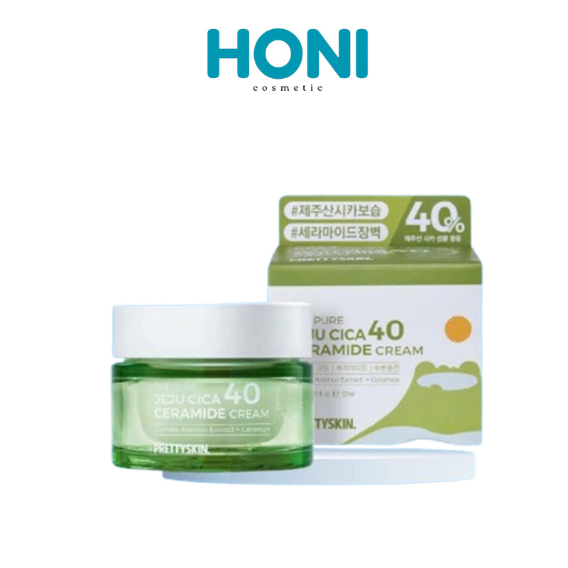 Kem Face Rau Má Prettyskin The Pure Jeju Cica 40 Ceramice Cream Làm Dịu & Phục Hồi Da 52Ml - DDFACE182