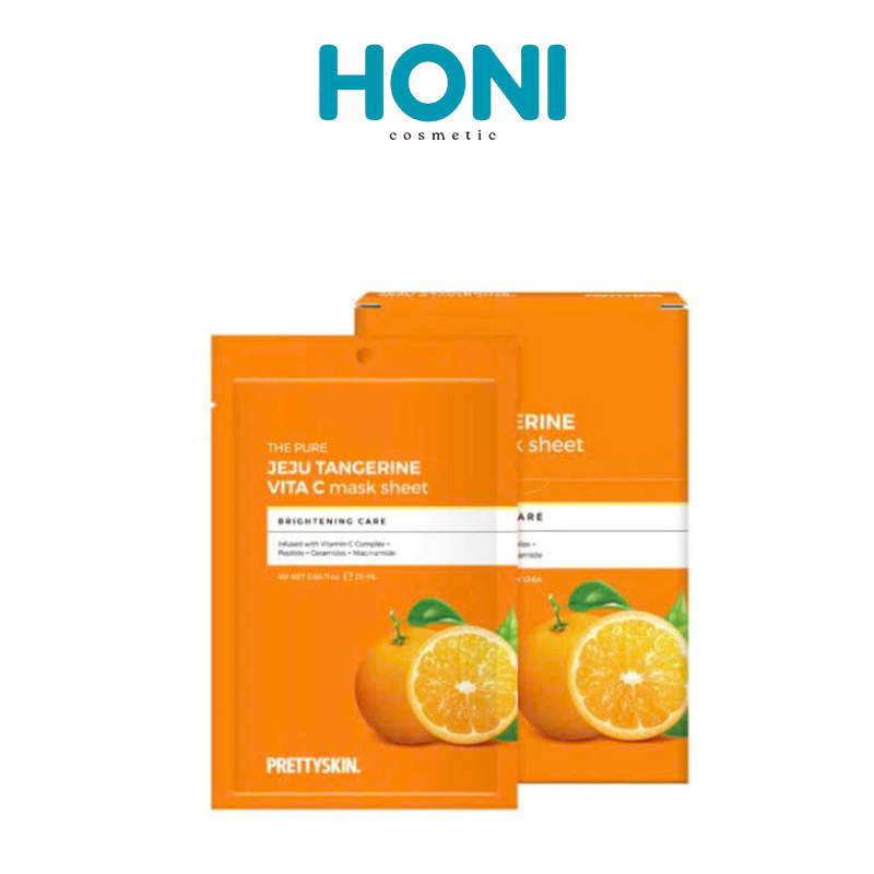 Mặt Nạ Prettyskin Vita C Dưỡng Sáng Da, Cấp Ẩm & Chống Oxy Hóa Hộp 10 Miếng - MNFACE155
