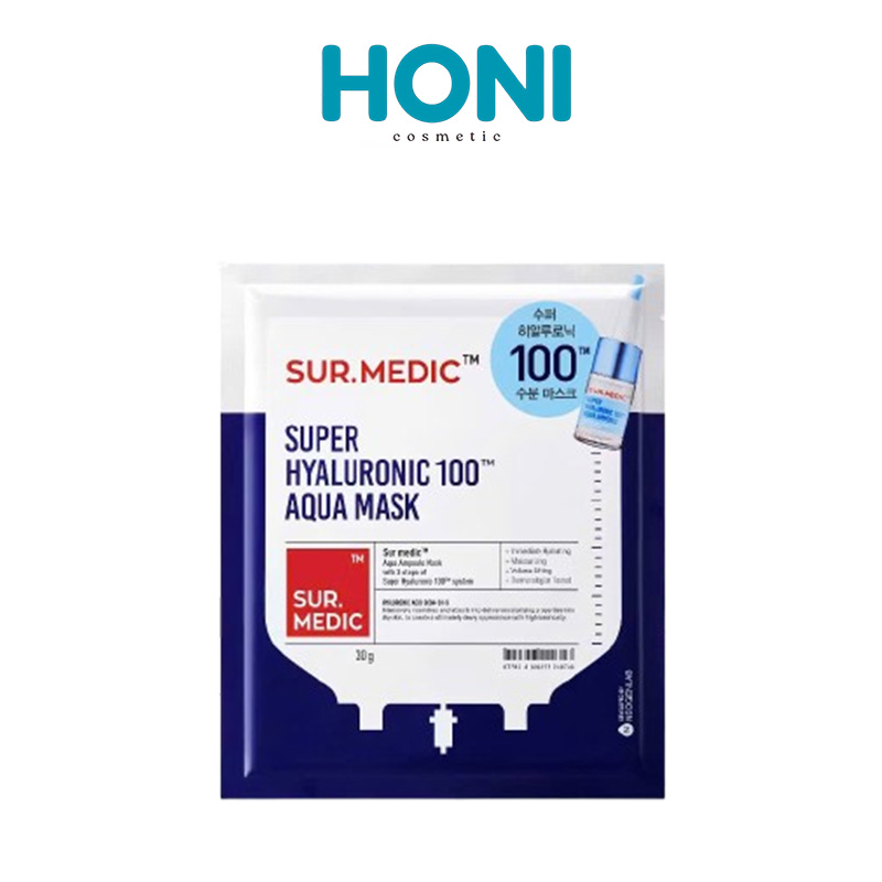 Mặt Nạ Sur. Medic Cấp Nước SUR.MEDIC Super Hyaluronic 100TM Aqua Mask Hộp 10 Miếng - MNFACE167