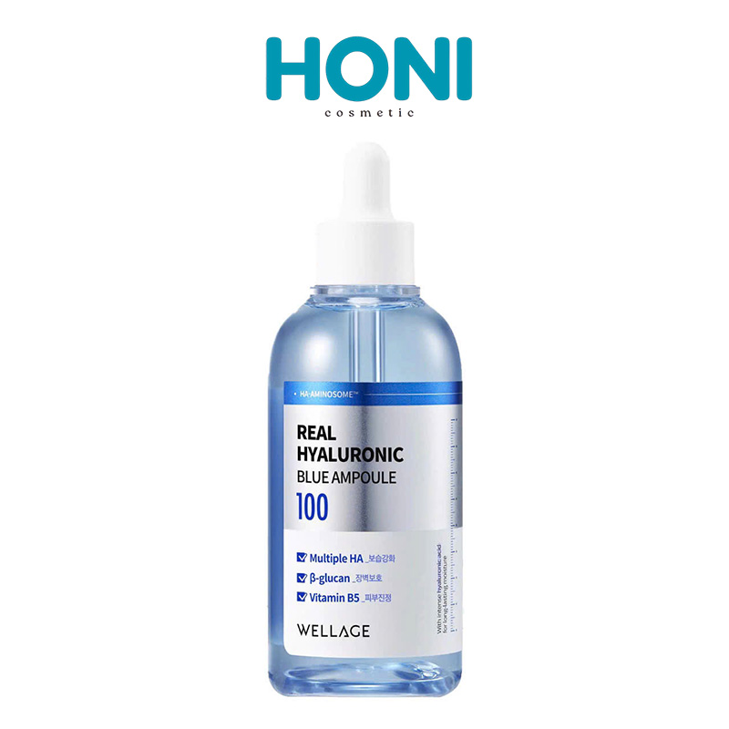 Serum Wellage Real Hyaluronic Blue Ampoule 100 Dưỡng Ẩm Phục Hồi Da Căng Mọng 75ml - DDFACE24