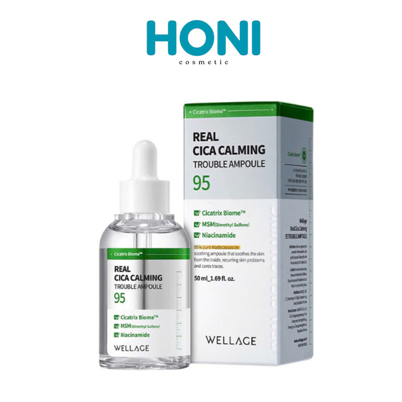 Serum Wellage Real Cica Calming 95 Trouble Ampoule Dưỡng Ẩm Làm Dịu Da 50ml - DDFACE23
