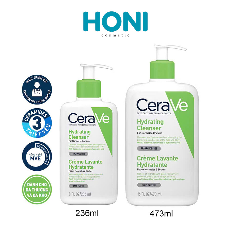 Sữa Rửa Mặt Cerave Hydrating Facial Cleanser Dành cho Da Khô 473Ml - LSDM153