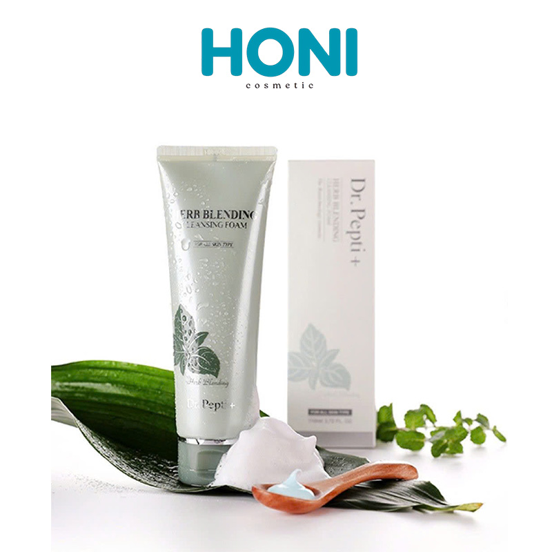 Sữa Rửa Mặt Dr.Pepti Herb Blending Cleansing Foam Bạc Hà Trà Xanh Làm Sạch Sâu, Dịu Da, Kháng Khuẩn 110Ml-0