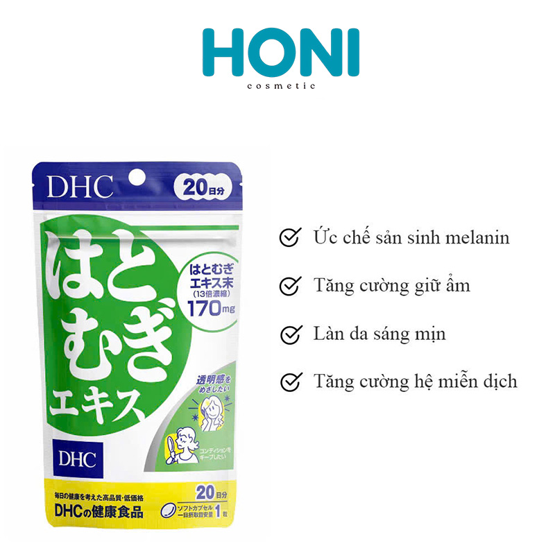 Viên Uống Dhc Coix Hỗ Trợ Trắng Da, Làm Sáng Mịn Da Tự Nhiên 20 Viên - HTLĐ8